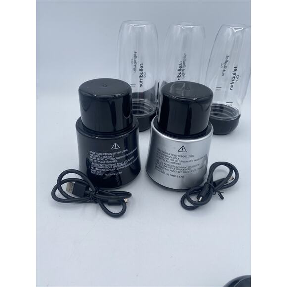 NutriBullet GO Set 2 Cordless Blenders + 4 Cups Black / Silver NB50302BL No Box - Picture 13 of 14